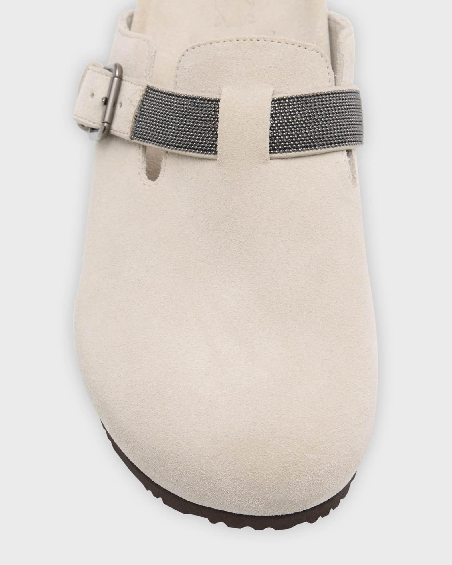 Suede Monili Buckle Mules Product Image