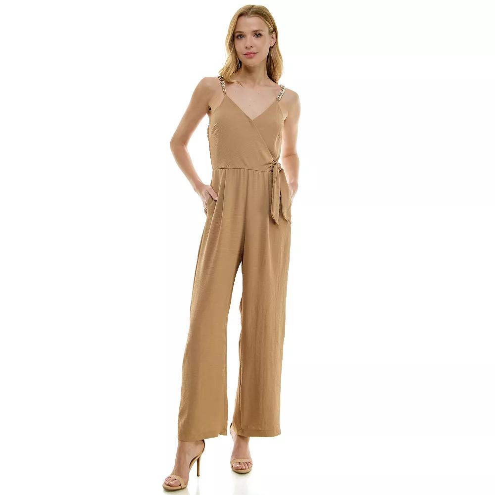 Women's Luxology Faux-Wrap Trim Detail Jumpsuit,  Product Image