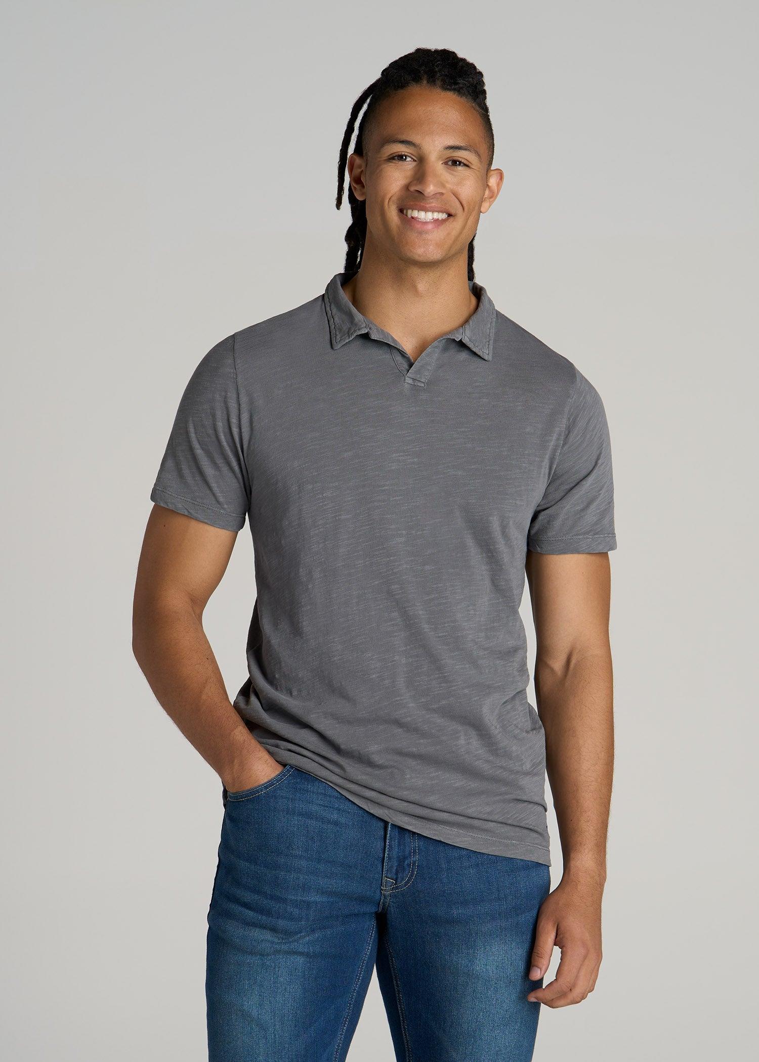Slub Polo Shirt for Tall Men in Slate Male Product Image
