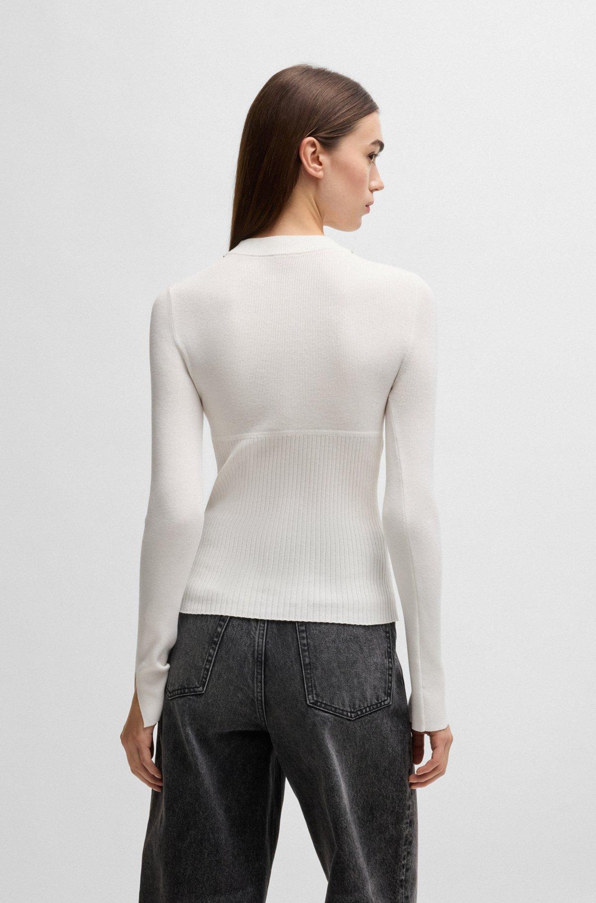 Mock-neck sweater with chain collar trim Product Image