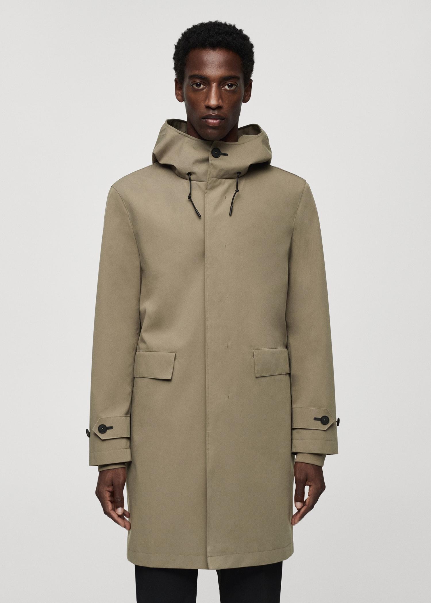 Water-repellent hooded parka - Men | MANGO USA Product Image