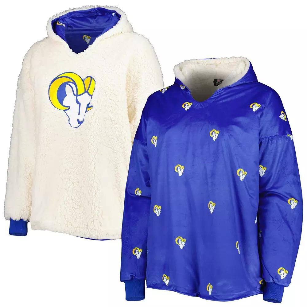 Women's FOCO Royal/White Los Angeles Rams Repeat Print Reversible Hoodeez, Blue Product Image