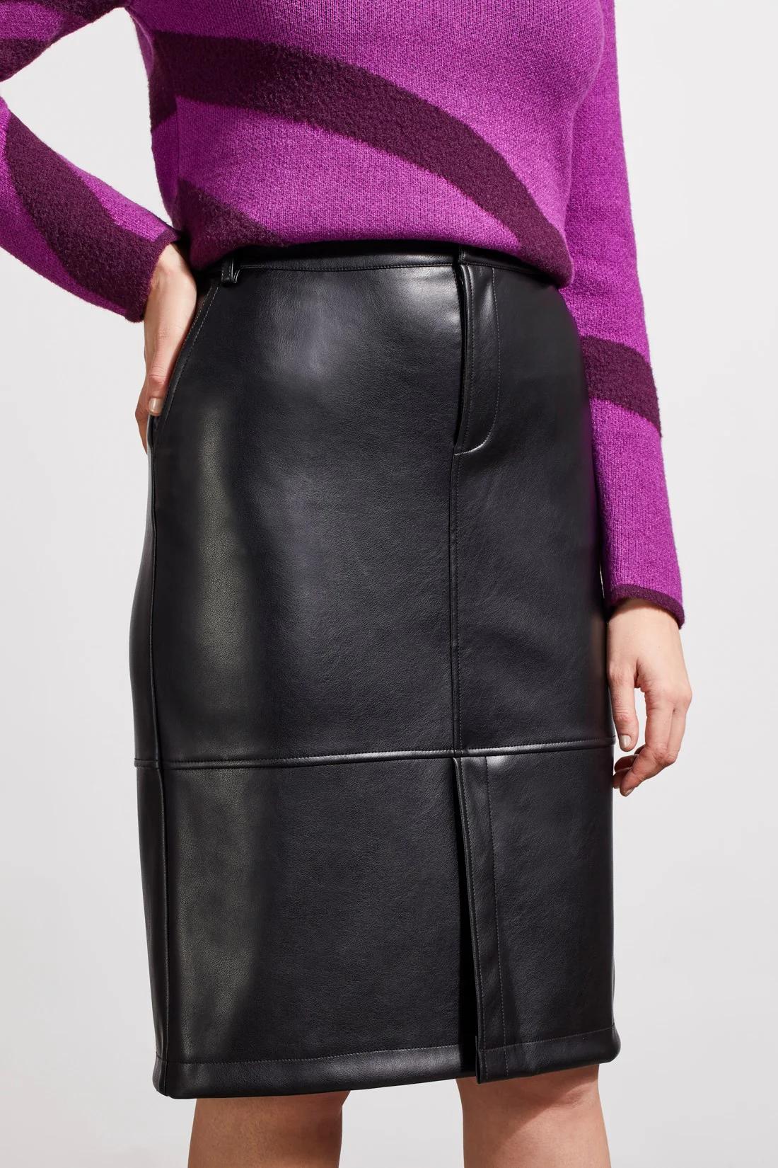 FAUX LEATHER SKIRT WITH FRONT SLIT Product Image