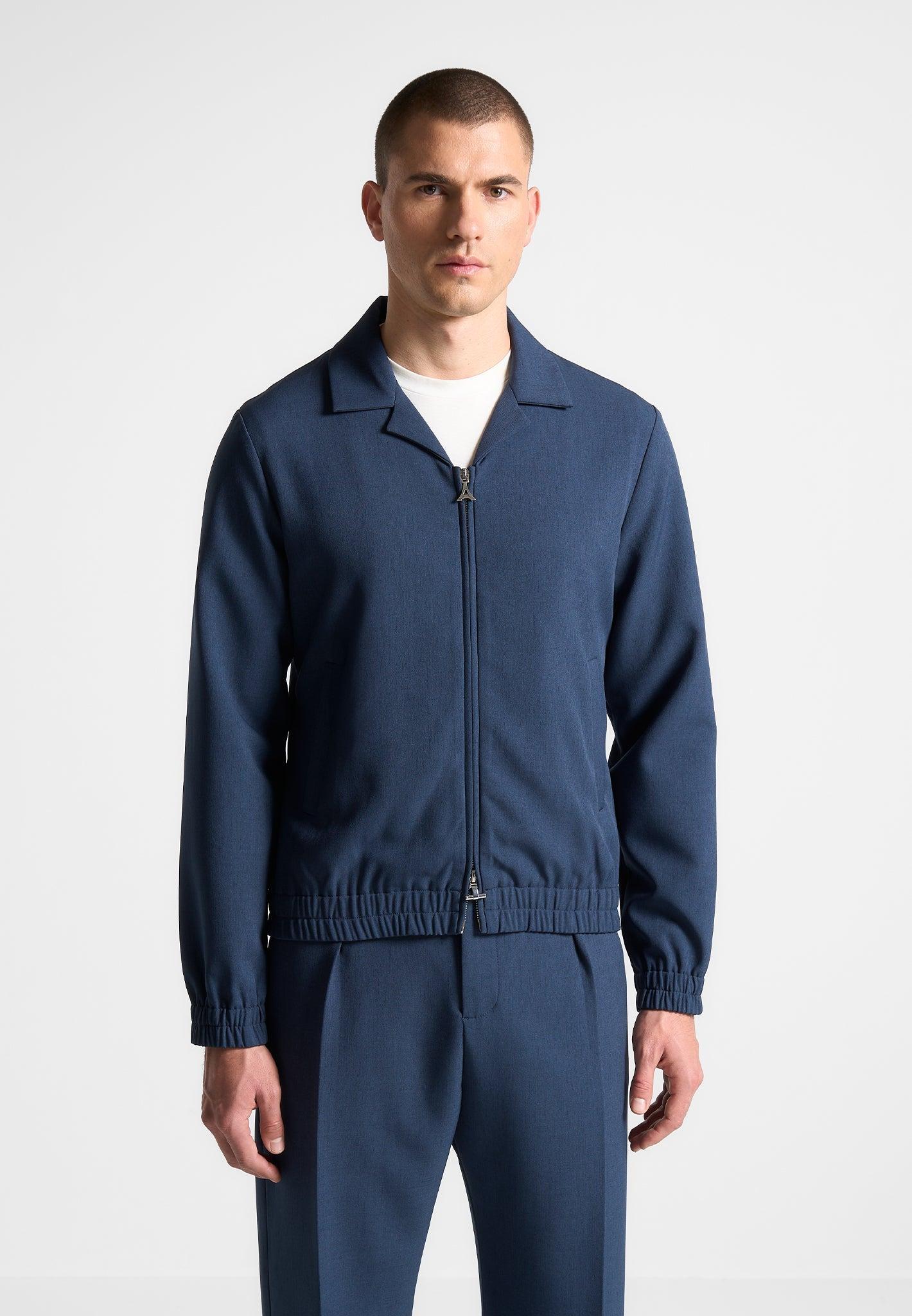 Revere Collar Jacket - Blue Male Product Image