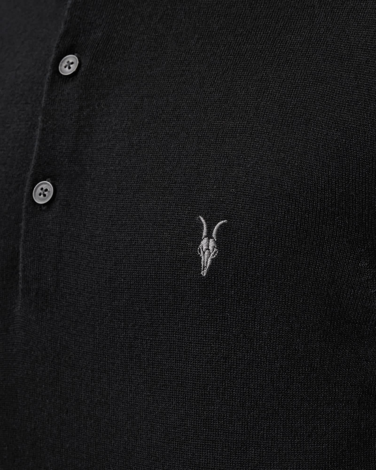 Mode Merino Short Sleeve Polo Shirt Black | ALLSAINTS US Product Image
