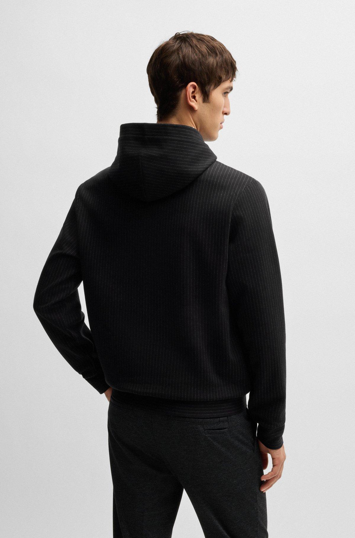 Regular-fit hoodie in a pinstripe cotton Product Image