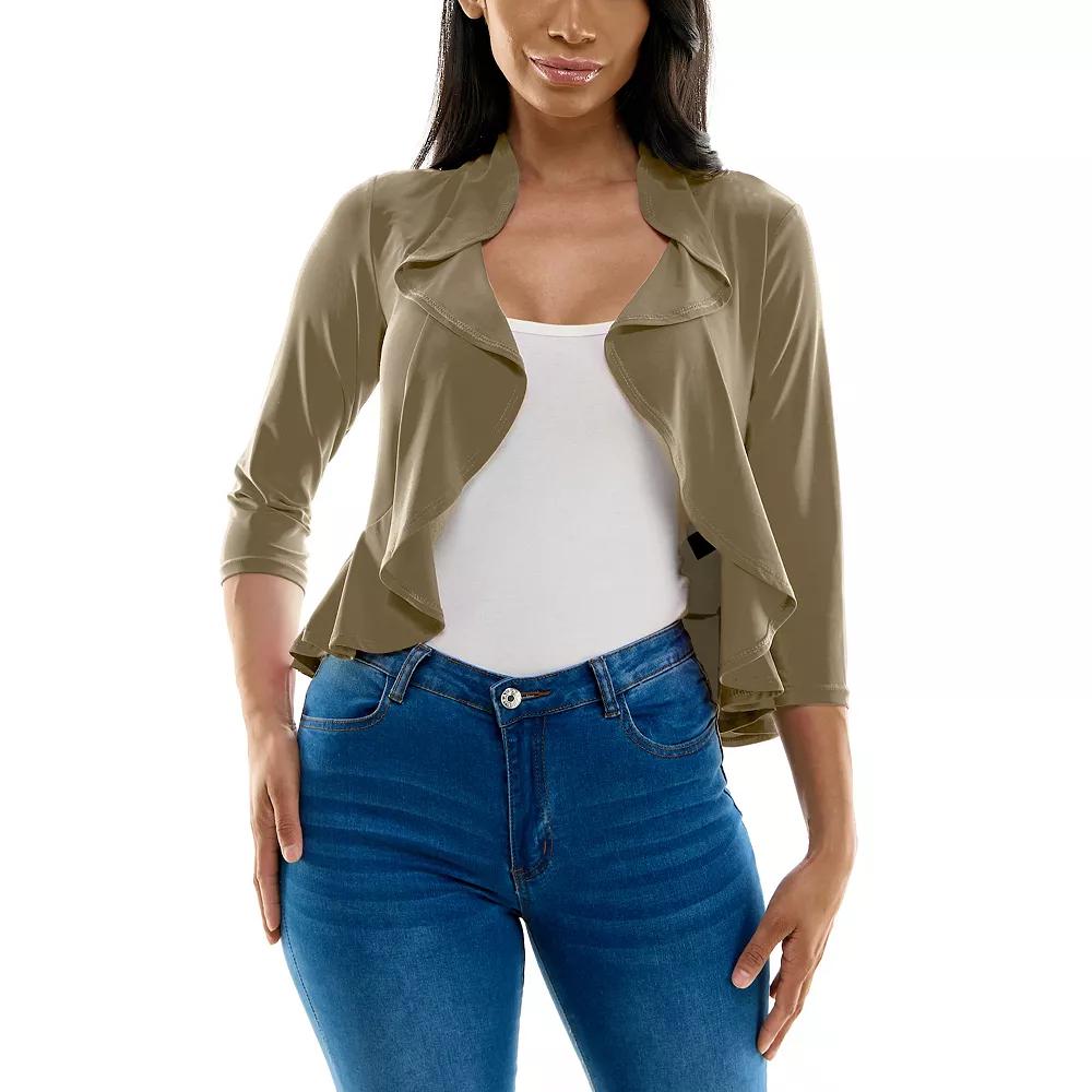 Women's Nina Leonard Ruffle Front Cropped Cardigan, Size: XL Product Image