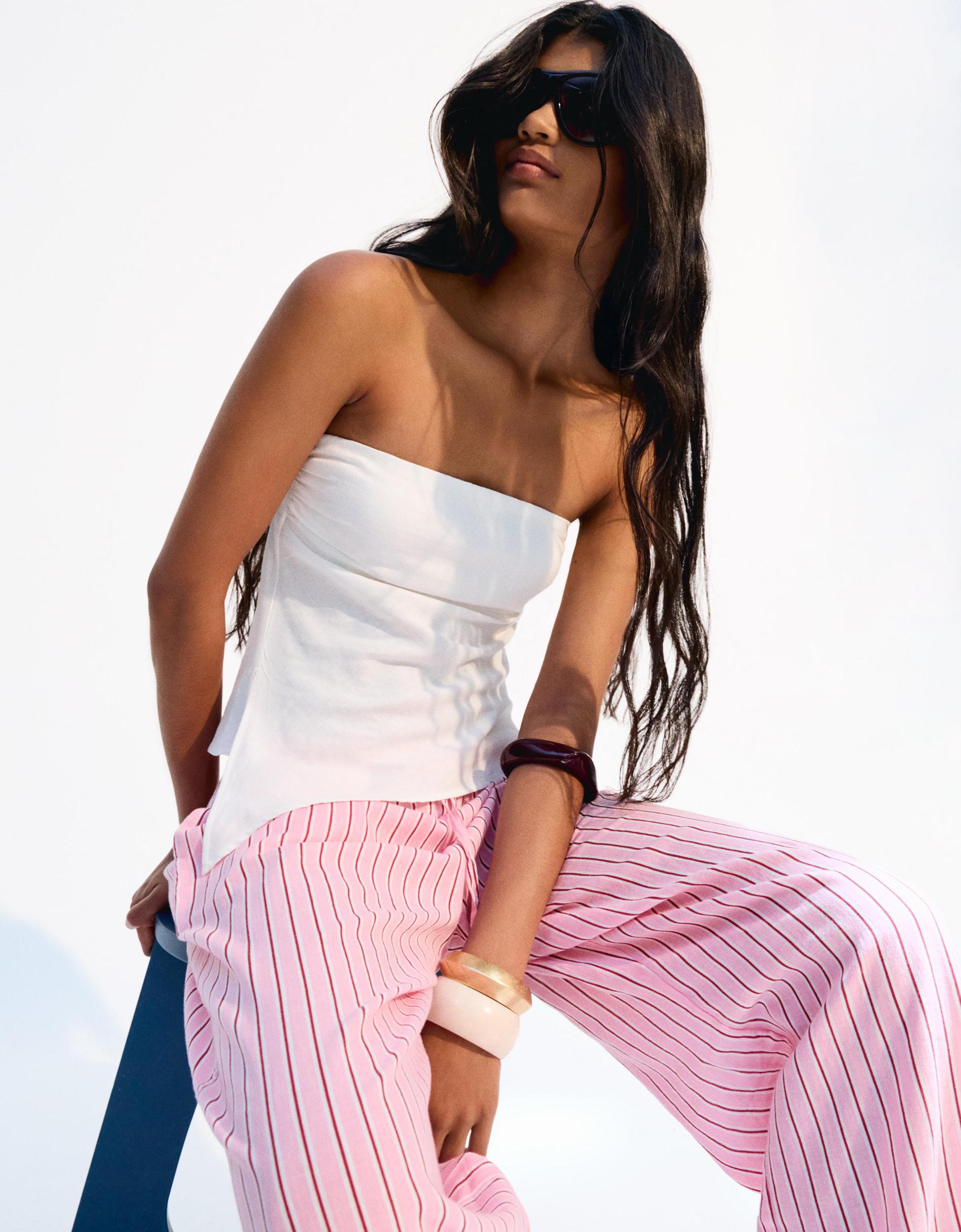 Linen blend bandeau top Product Image