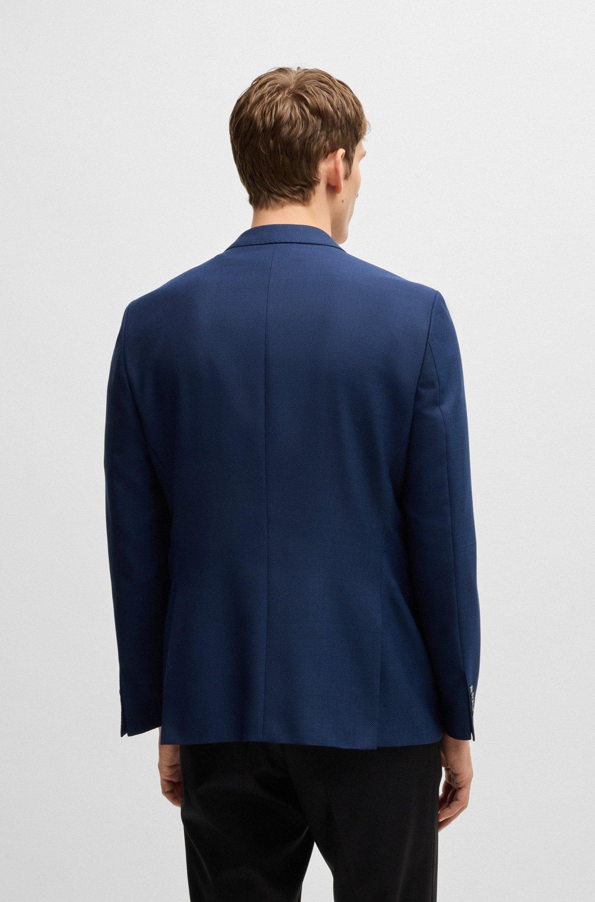 BOSS - Slim-fit jacket in patterned wool - Dark Blue Product Image