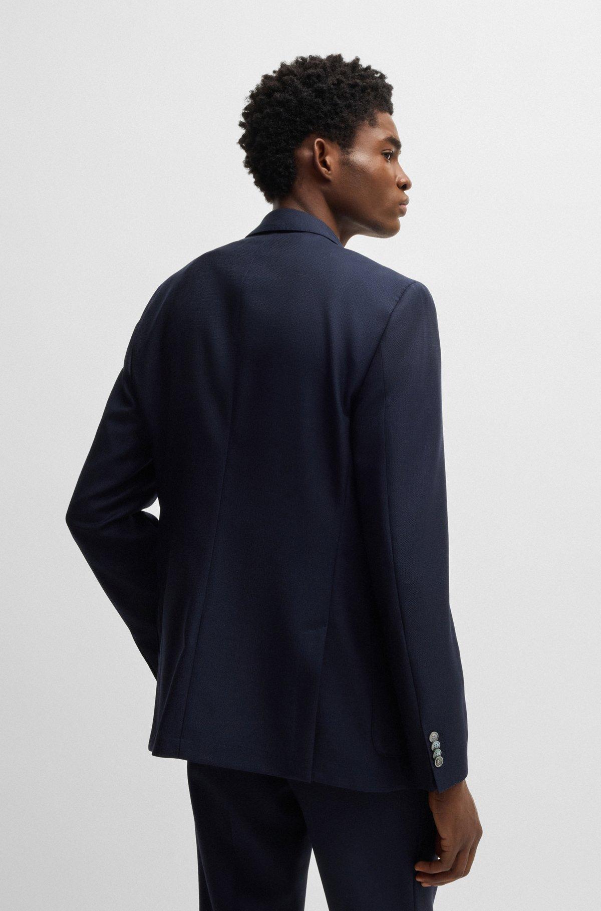 Slim-fit blazer in patterned virgin wool Product Image