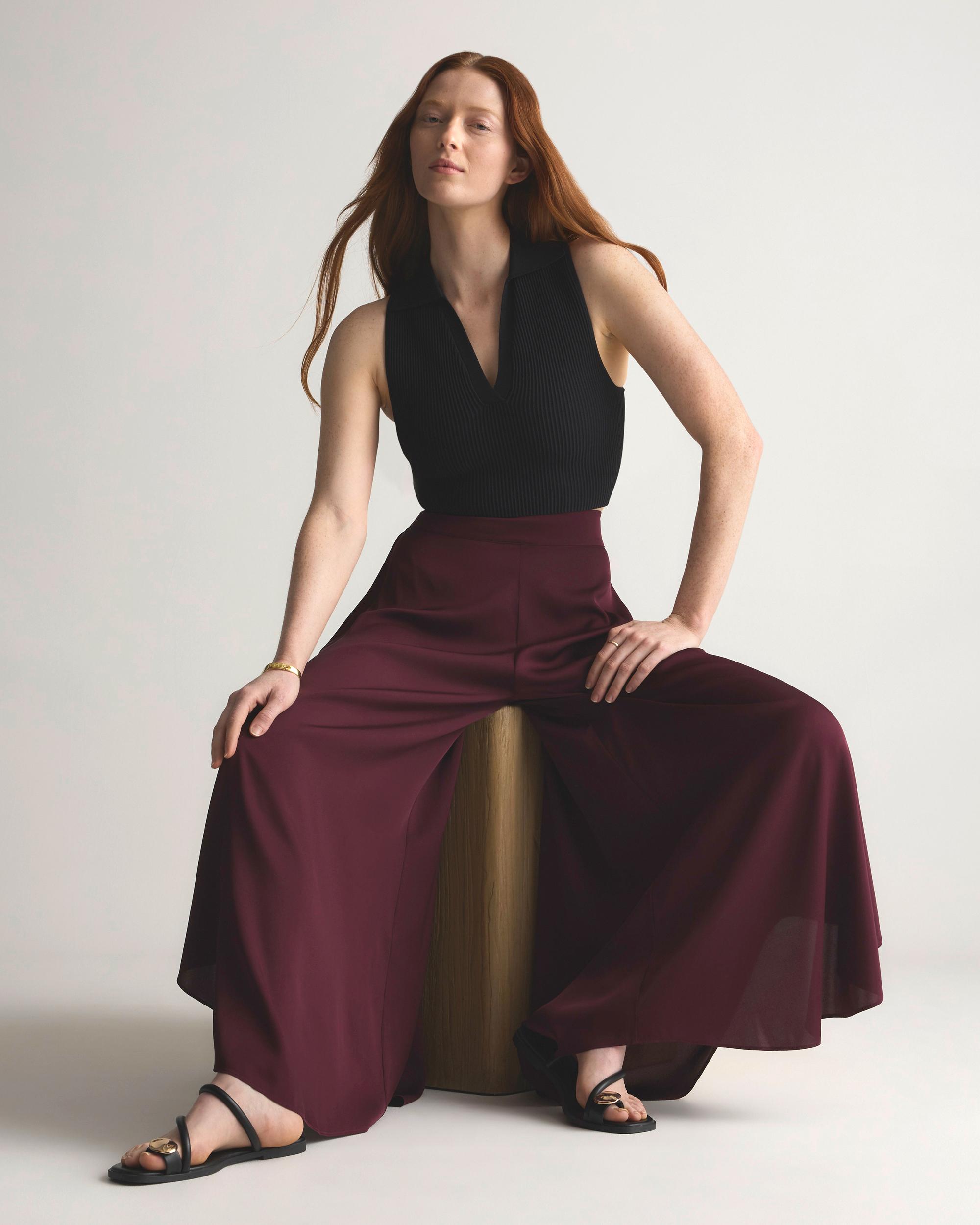 Quince | Women's Washable Stretch Silk Palazzo Pants Mulberry Silk Product Image