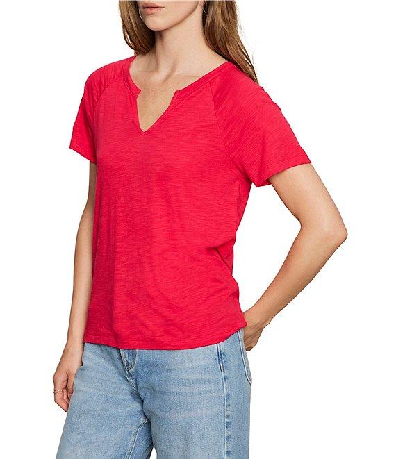 Sanctuary Cotton Slub Jersey Notch Neck Short Sleeve Tee Product Image