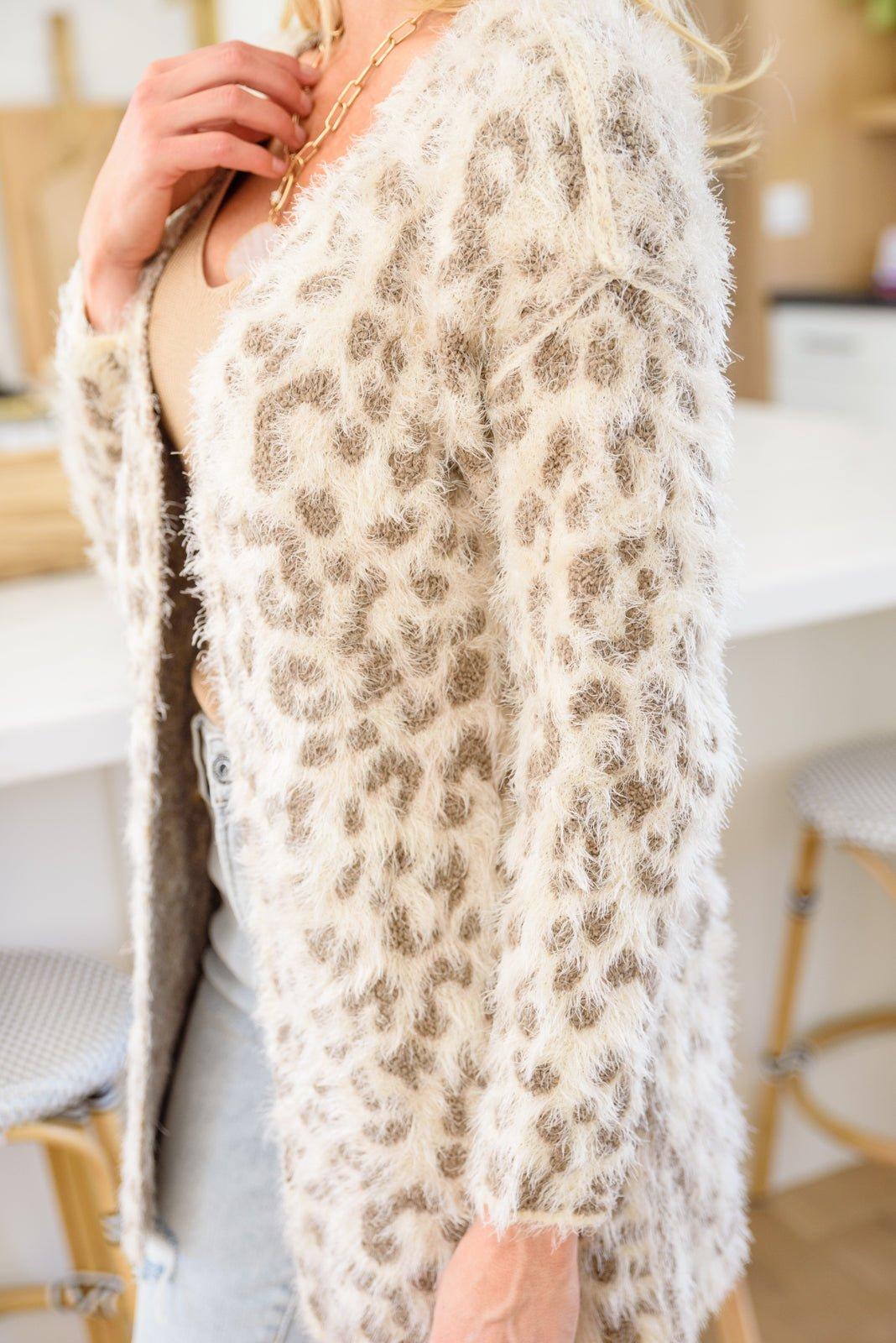 All Love Fuzzy Eyelash Knit Animal Print Cardigan (Online Exclusive) Product Image