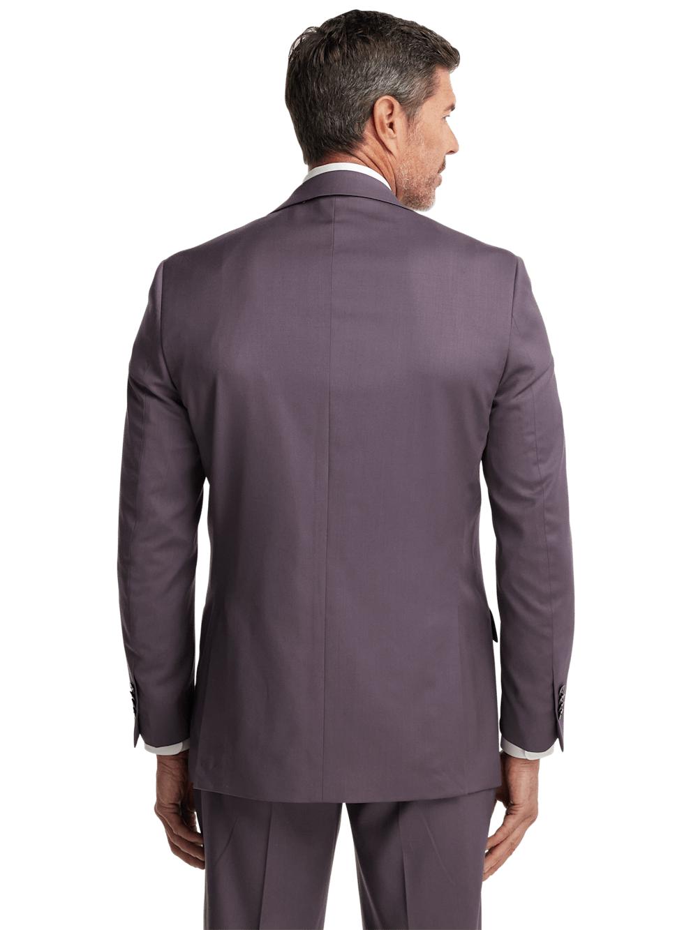 Wool Stretch Single Breasted Peak Lapel Suit Jacket - Slate Purple Product Image