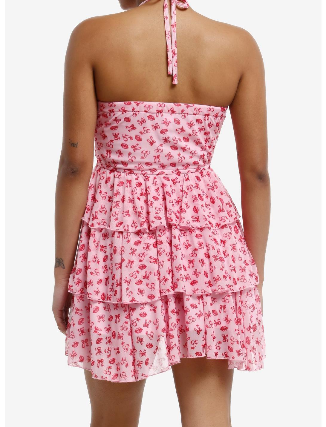 Sweet Society Pink Kisses & Hearts Halter Dress Product Image