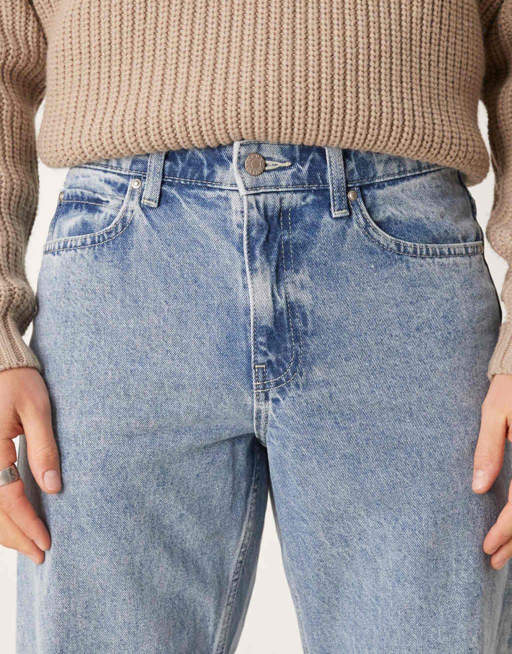 ASOS DESIGN wide flare jeans in light wash blue Product Image