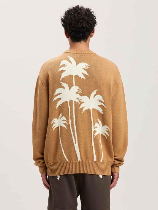BACK PALMS KNIT SWEATER BEIGE - OFF WHIT Product Image