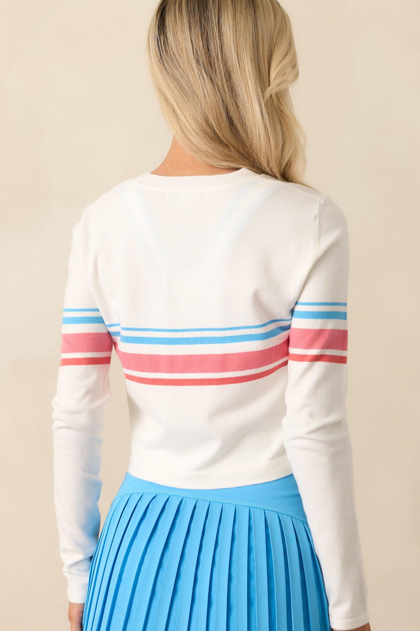 Z Supply White Studio Stripe Cropped Cardigan Product Image