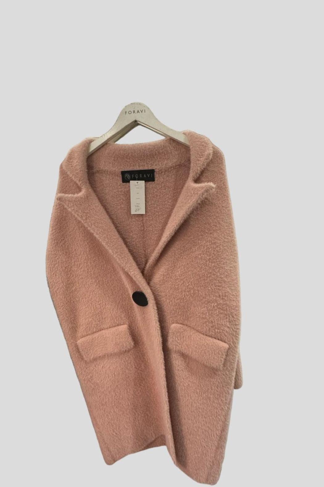 Light Pink Fuzzy Mid Length Coat Product Image