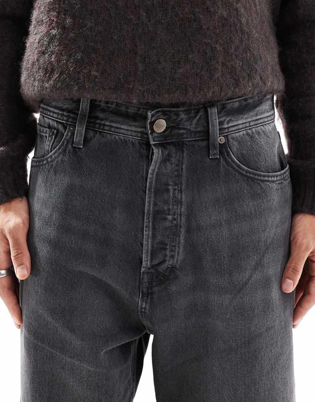 Jack & Jones ron skater fit jeans in black wash Product Image