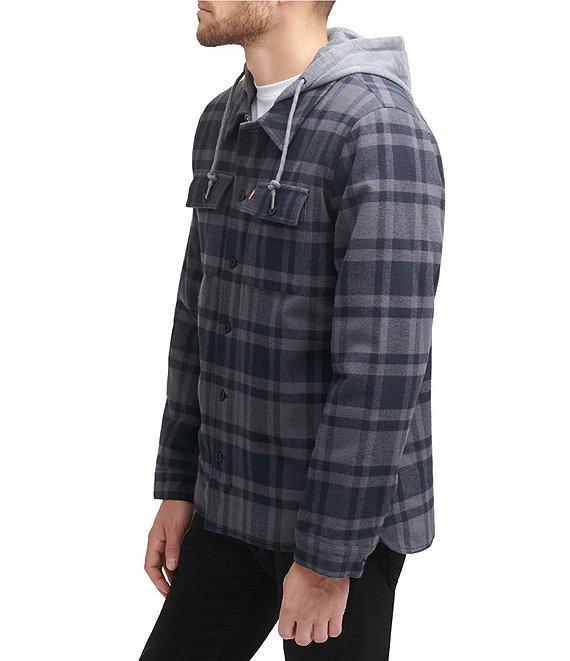 Levi's® Sherpa Lined Dark Plaid Shirt Jacket Product Image