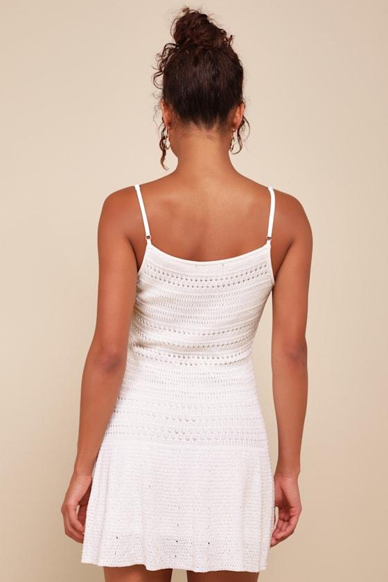 Palm Springs Sweetie White Sweater Knit Sleeveless Mini Dress Product Image
