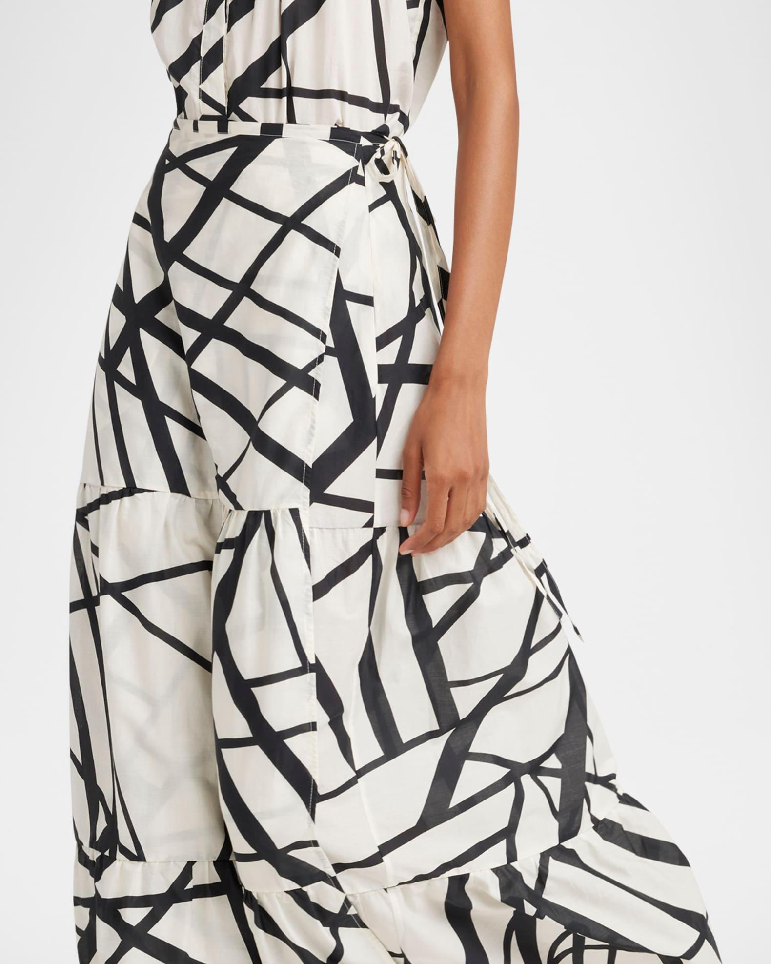 Abstract-Print Tiered Maxi Wrap Skirt Product Image