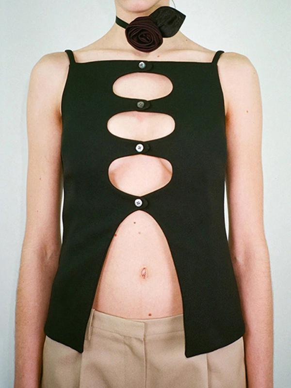 Cutout Slit Cropped Cami Top Product Image