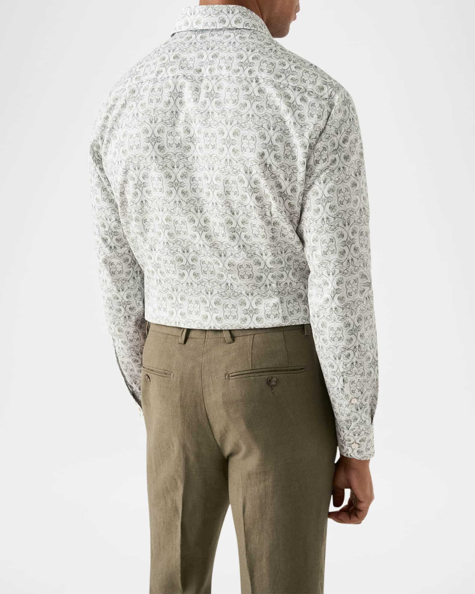 Men's Elevated Cotton and Linen Floral Slim-Fit Dress Shirt Product Image