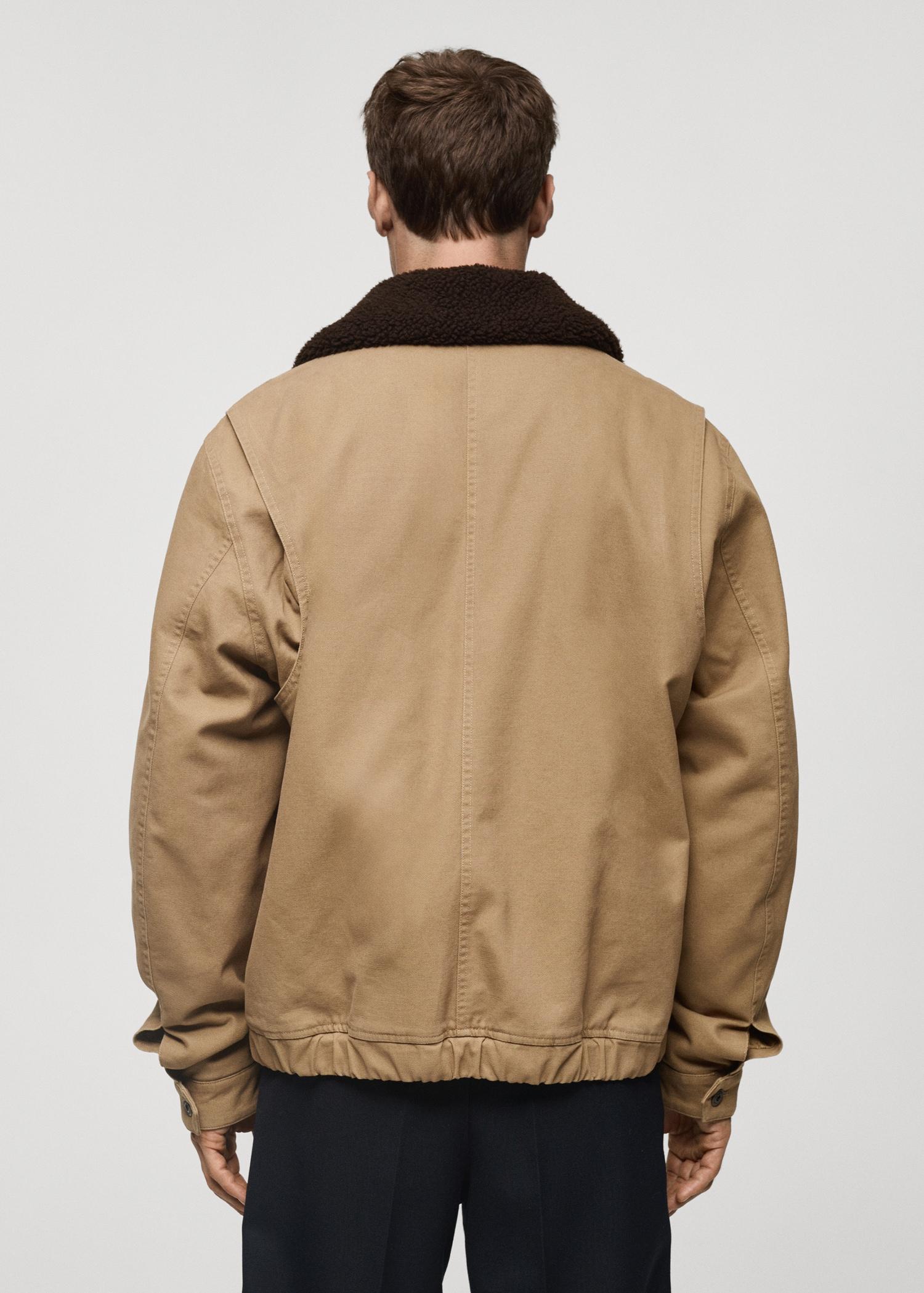 Quilted jacket with sheepskin collar - Men | MANGO USA Product Image