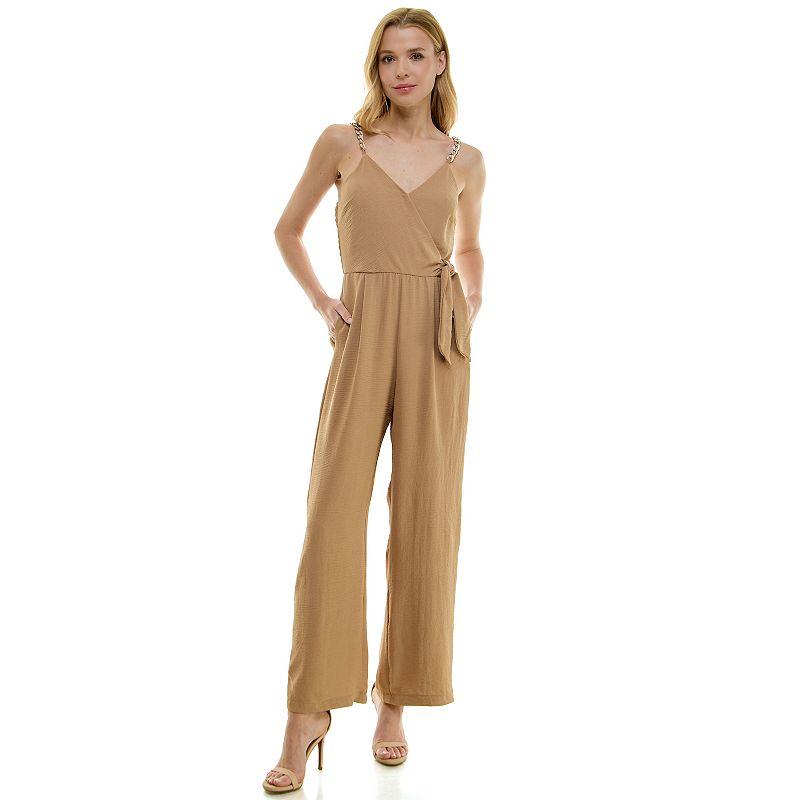 Women's Luxology Faux-Wrap Trim Detail Jumpsuit,  Product Image