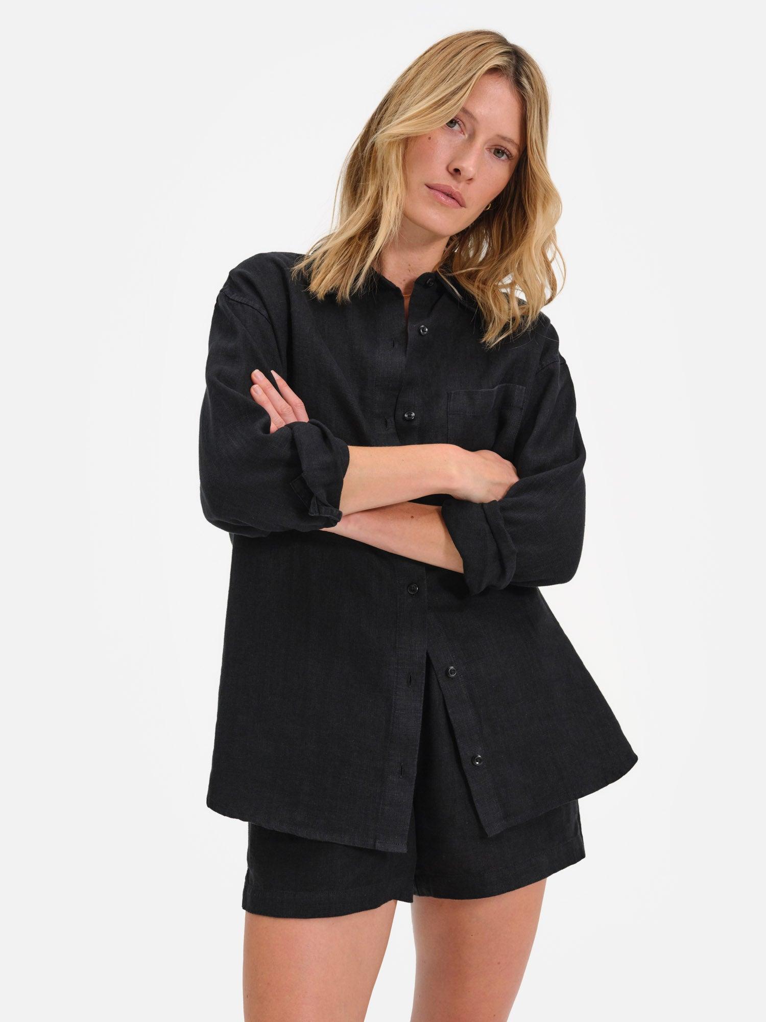 Organic Linen Oversized Button Down Female Product Image