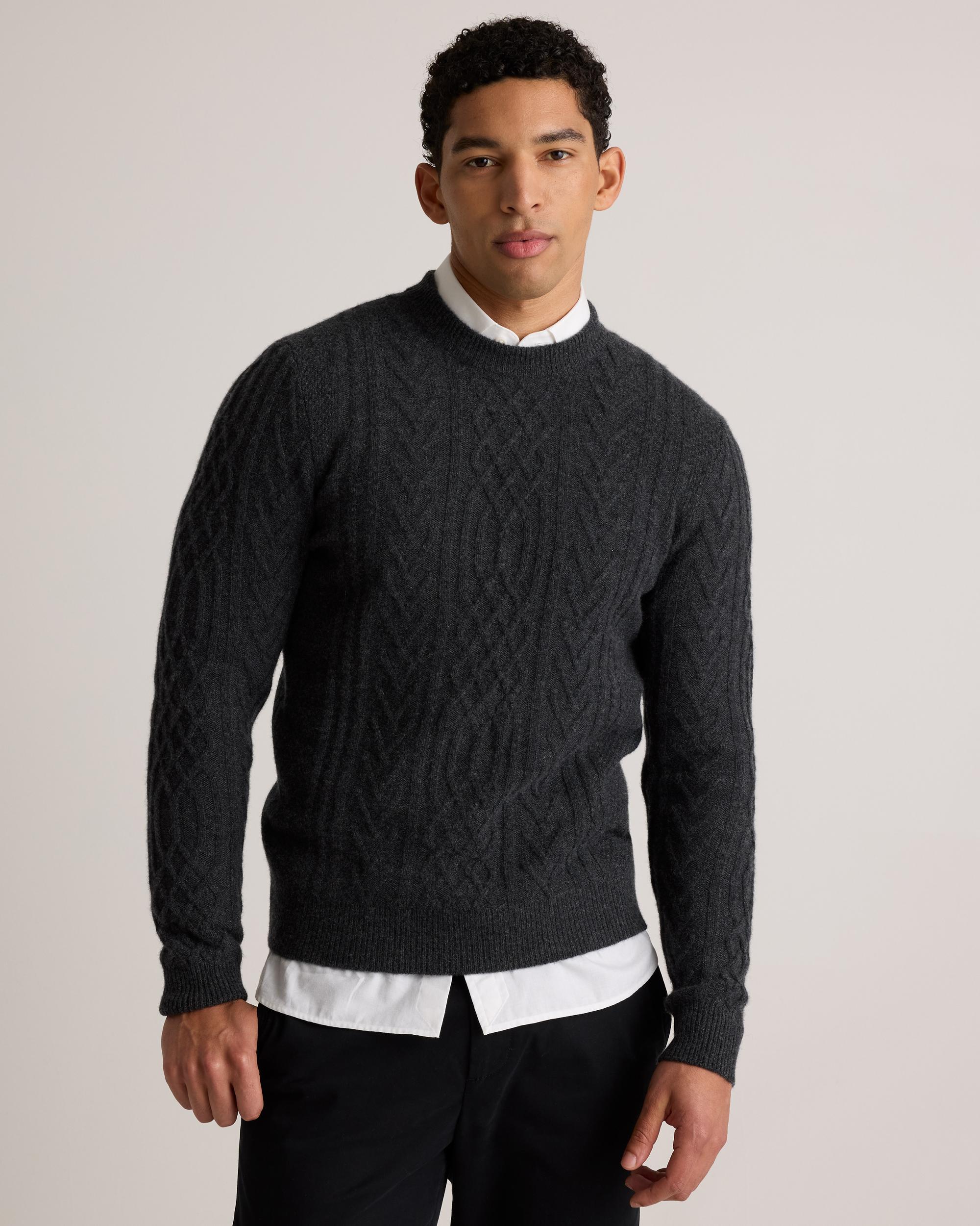 Quince | Men's Mongolian Cashmere Cable Crewneck Sweater Product Image