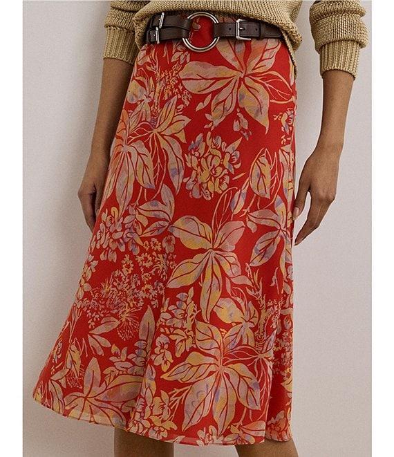 Lauren Ralph Lauren Floral Crinkle Georgette A-Line Pull-On Skirt Product Image