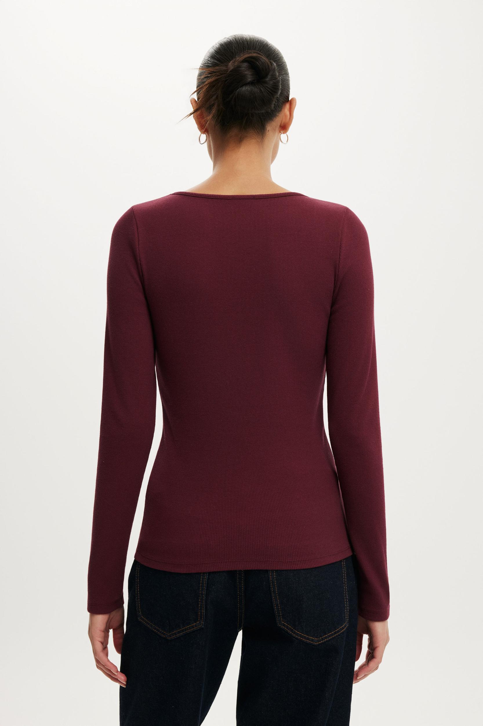 Scoop Neck Rib Long Sleeve Product Image