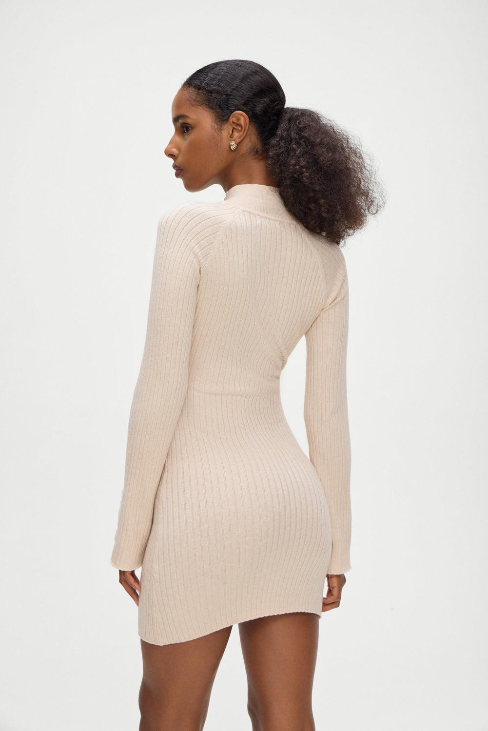 Isla Long  Sleeve Mini Dress - Cream Product Image