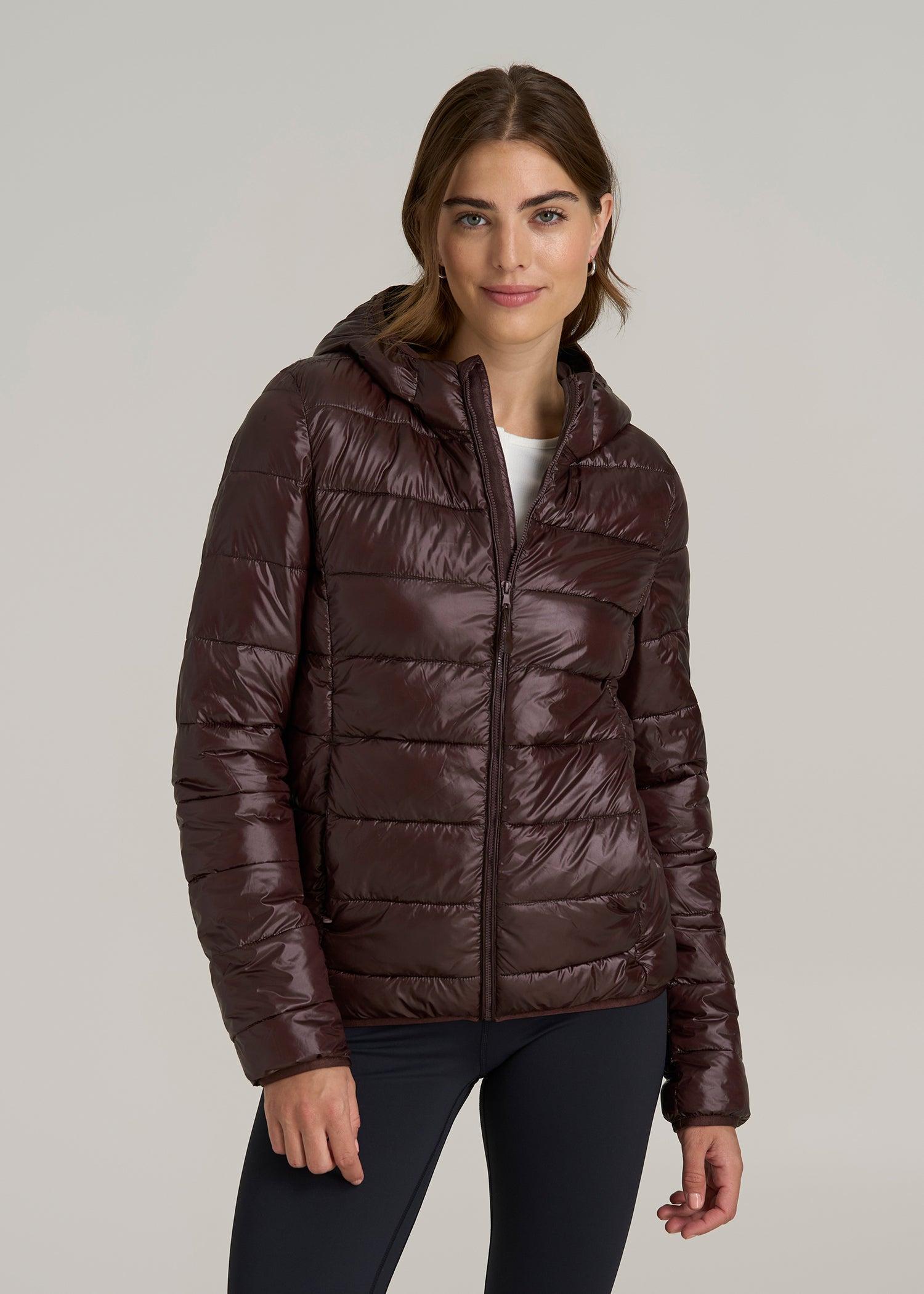 Packable Short Puffer Jacket for Tall Women in Oxblood Female Product Image