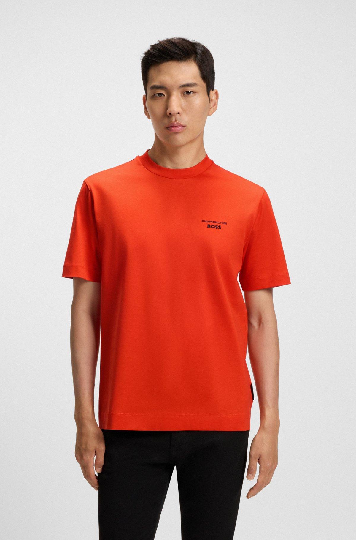 BOSS - Porsche x BOSS mercerized-cotton T-shirt with Targa artwork - Dark Orange Product Image