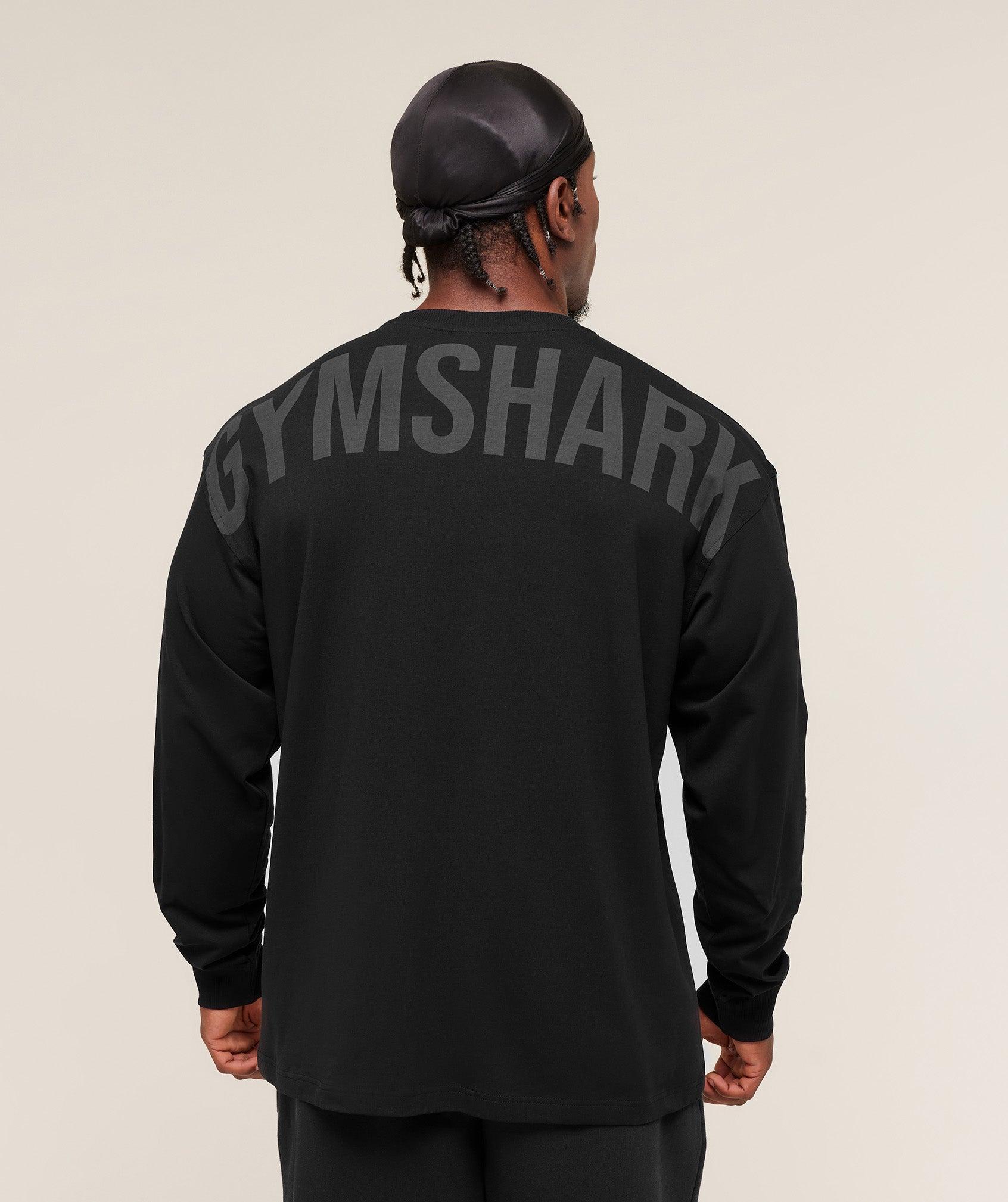 Gymshark Power Long Sleeve T-Shirt - Black/Asphalt Grey Male Product Image