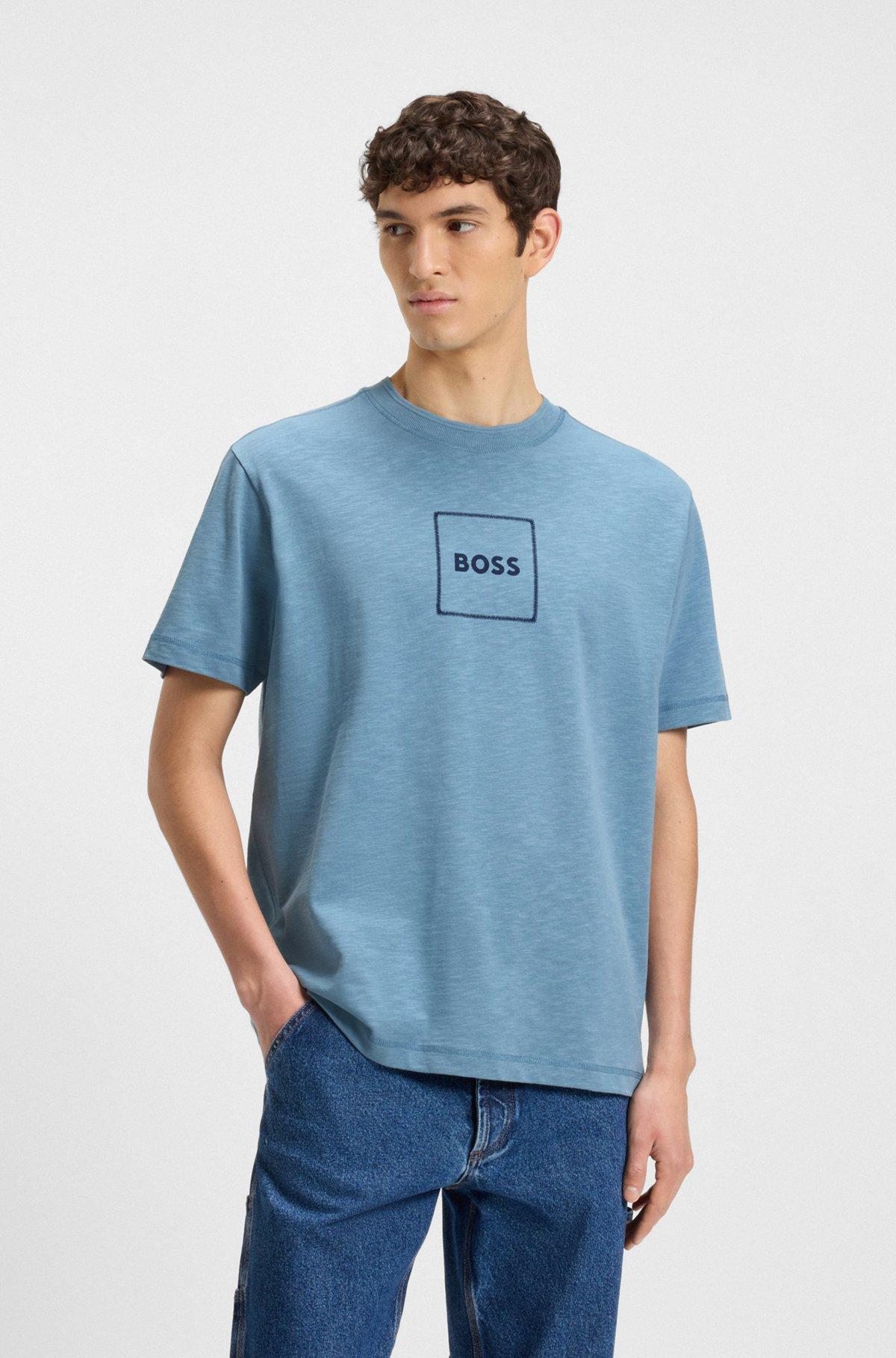 Slub-cotton T-shirt with logo print Product Image