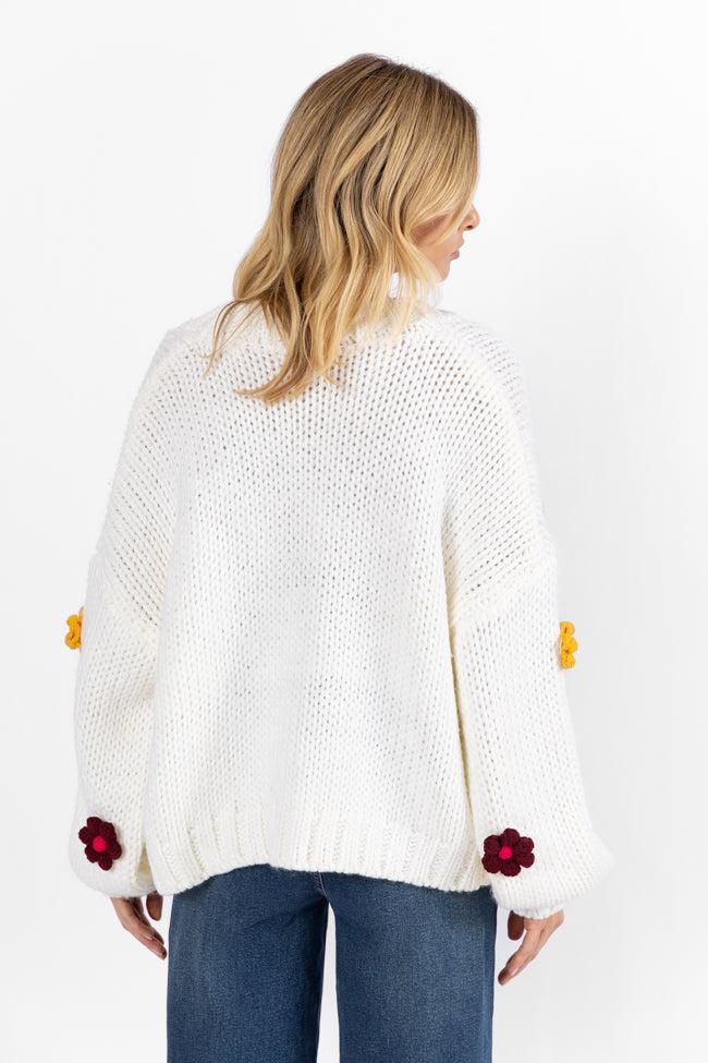 The Way I Feel Ivory Multi Flower Embroidered Cardigan FINAL SALE Product Image