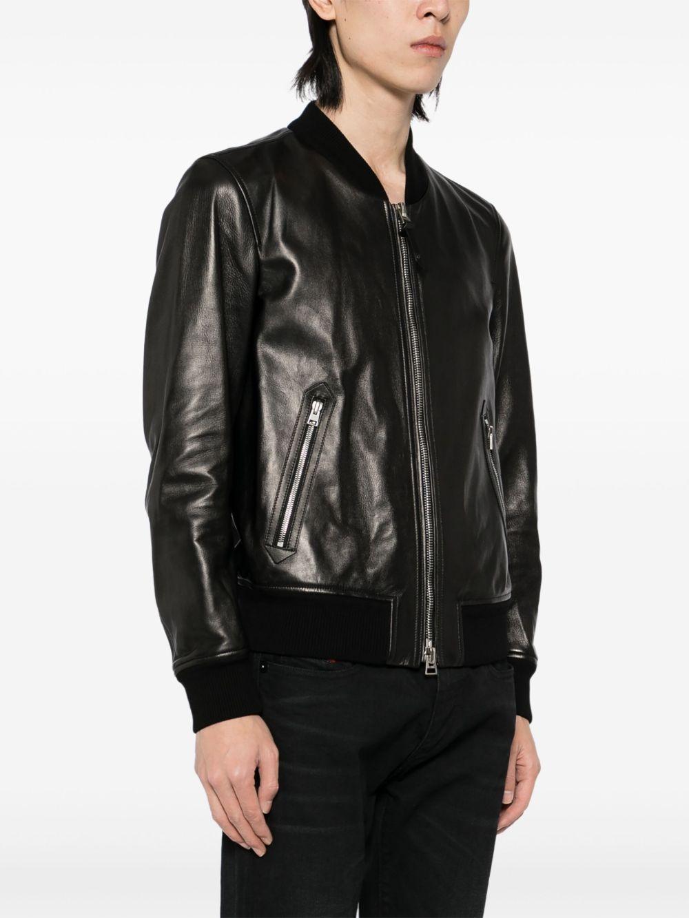 TOM FORD Black Shiny Nappa Plonge Leather Jacket In Multi Product Image