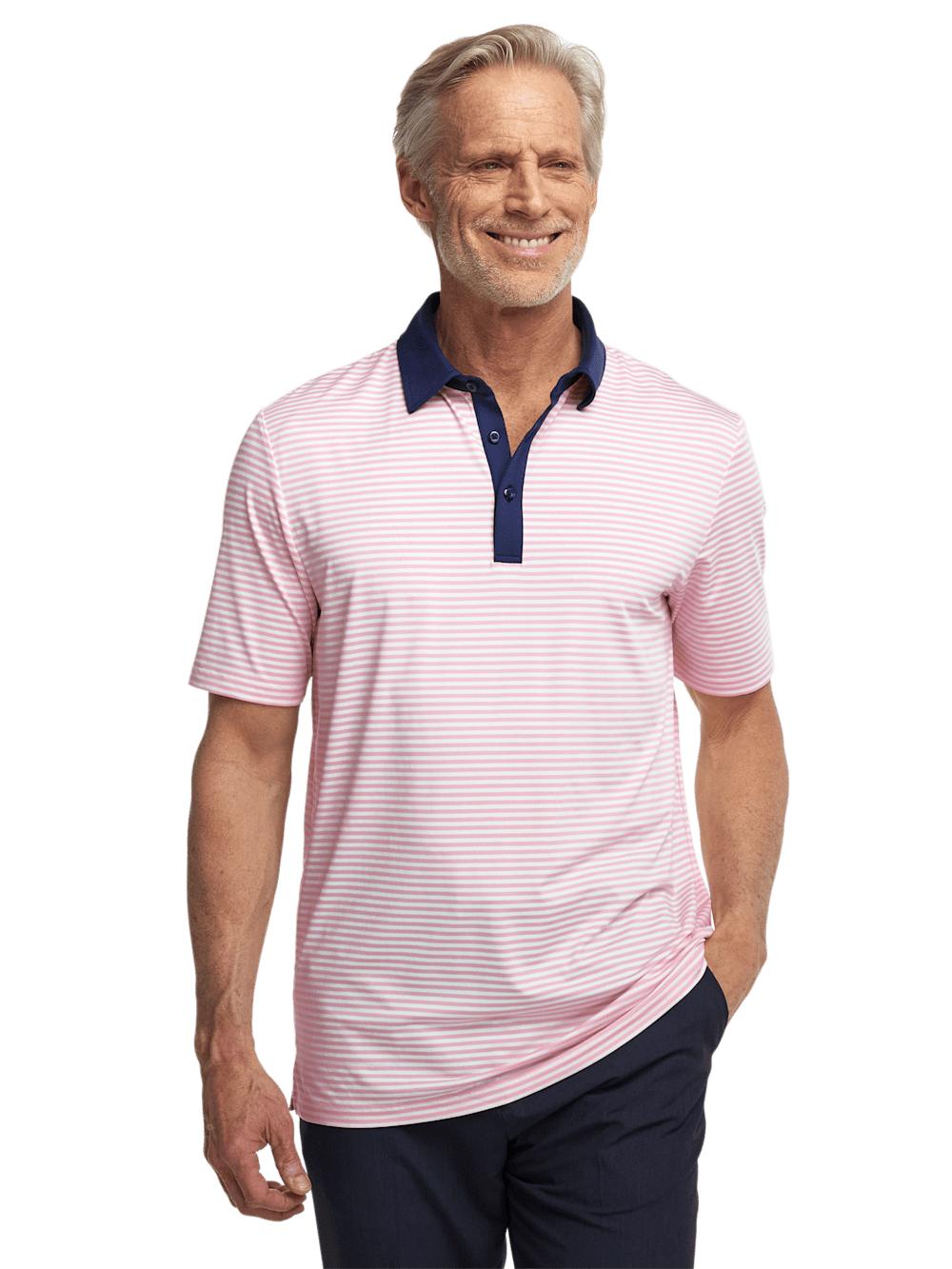 Performance Blend Three Button Polo - Pink Product Image