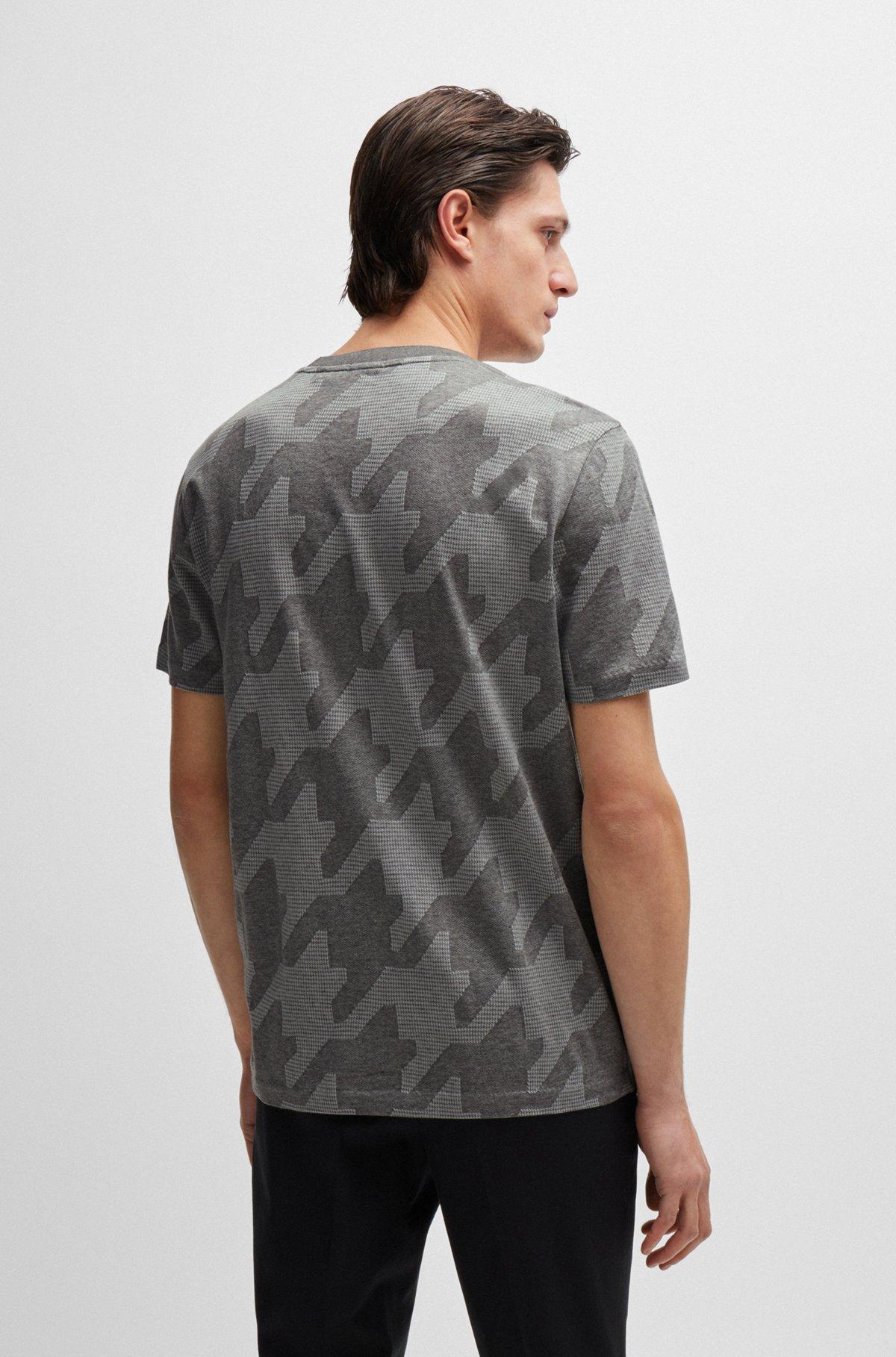 Mercerized-cotton T-shirt with houndstooth jacquard Product Image