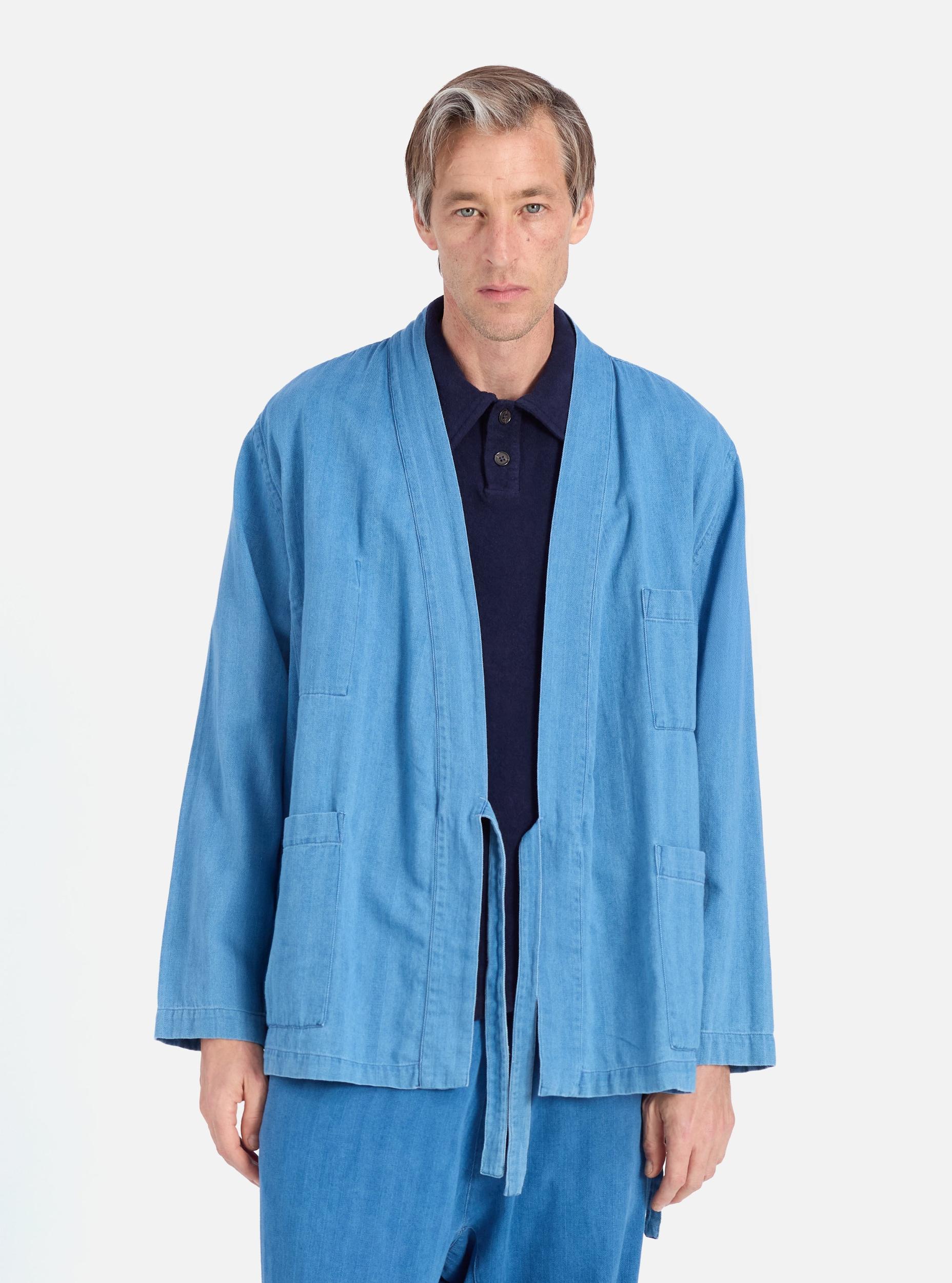 Washed Indigo Herringbone Denim Kyoto Work Jacket Product Image