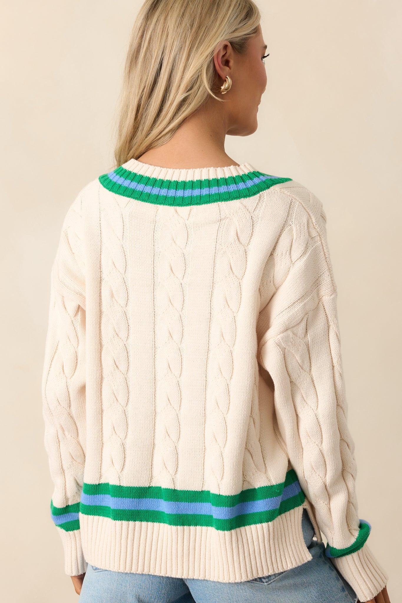 On My Own Time Oversized Ivory Cable Knit Sweater Product Image