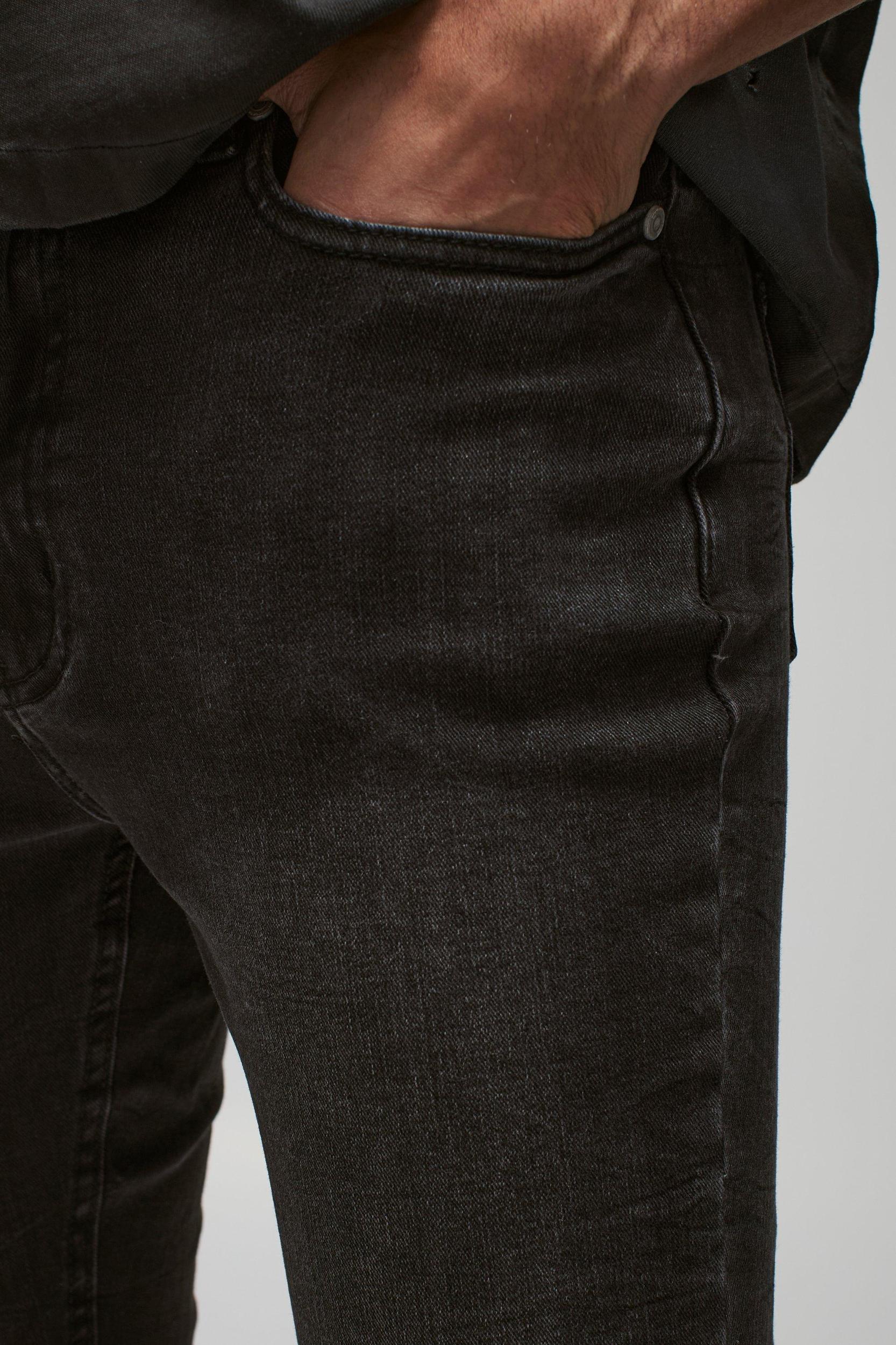 Skinny Stretch Stacked Washed Jeans | boohooMAN USA Product Image