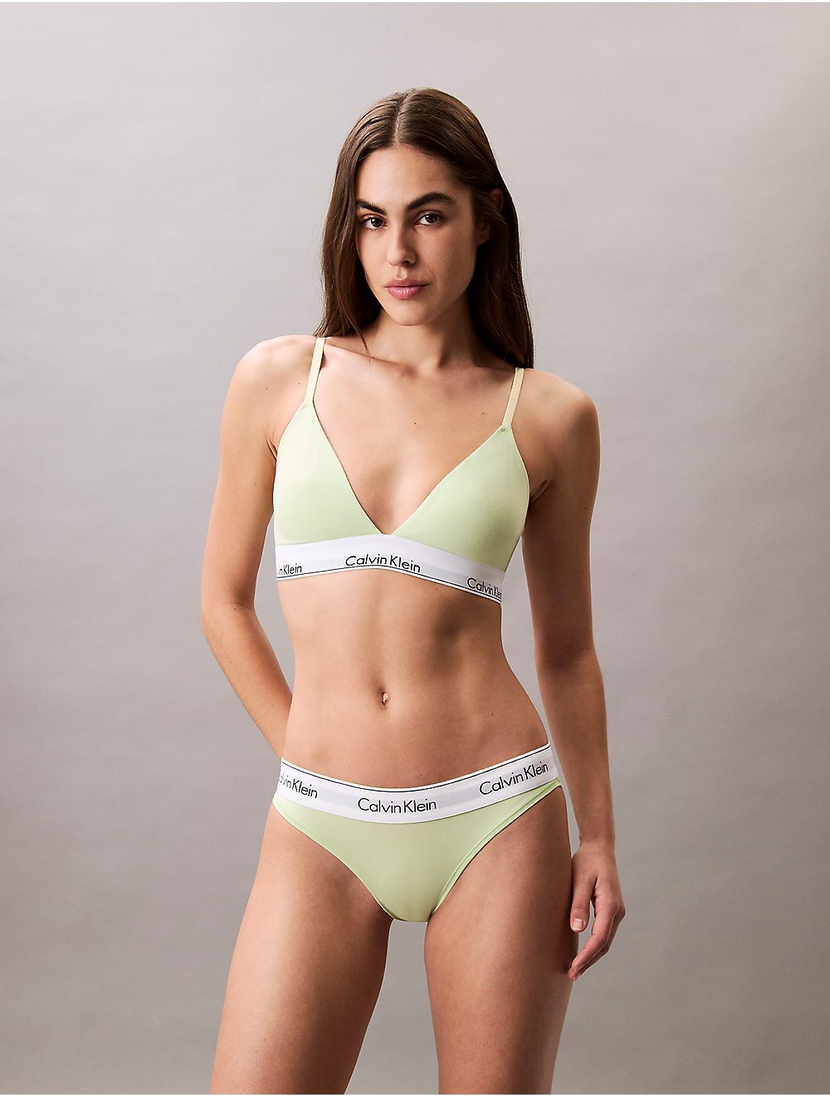 Calvin Klein Womens Icon Cotton Modal Lightly Lined Triangle Bralette - Green Product Image