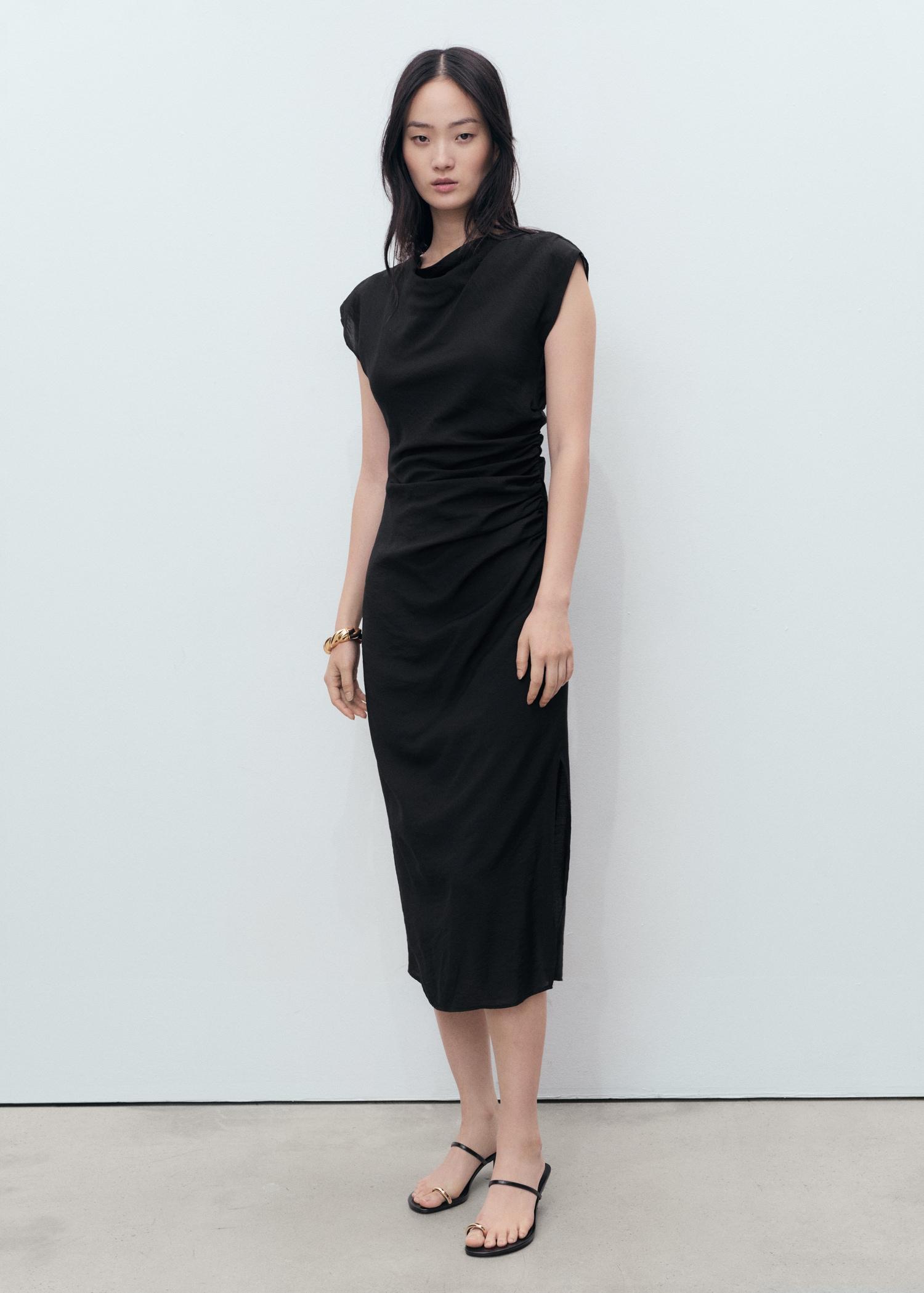 Draped straight dress - Women | MANGO USA Product Image