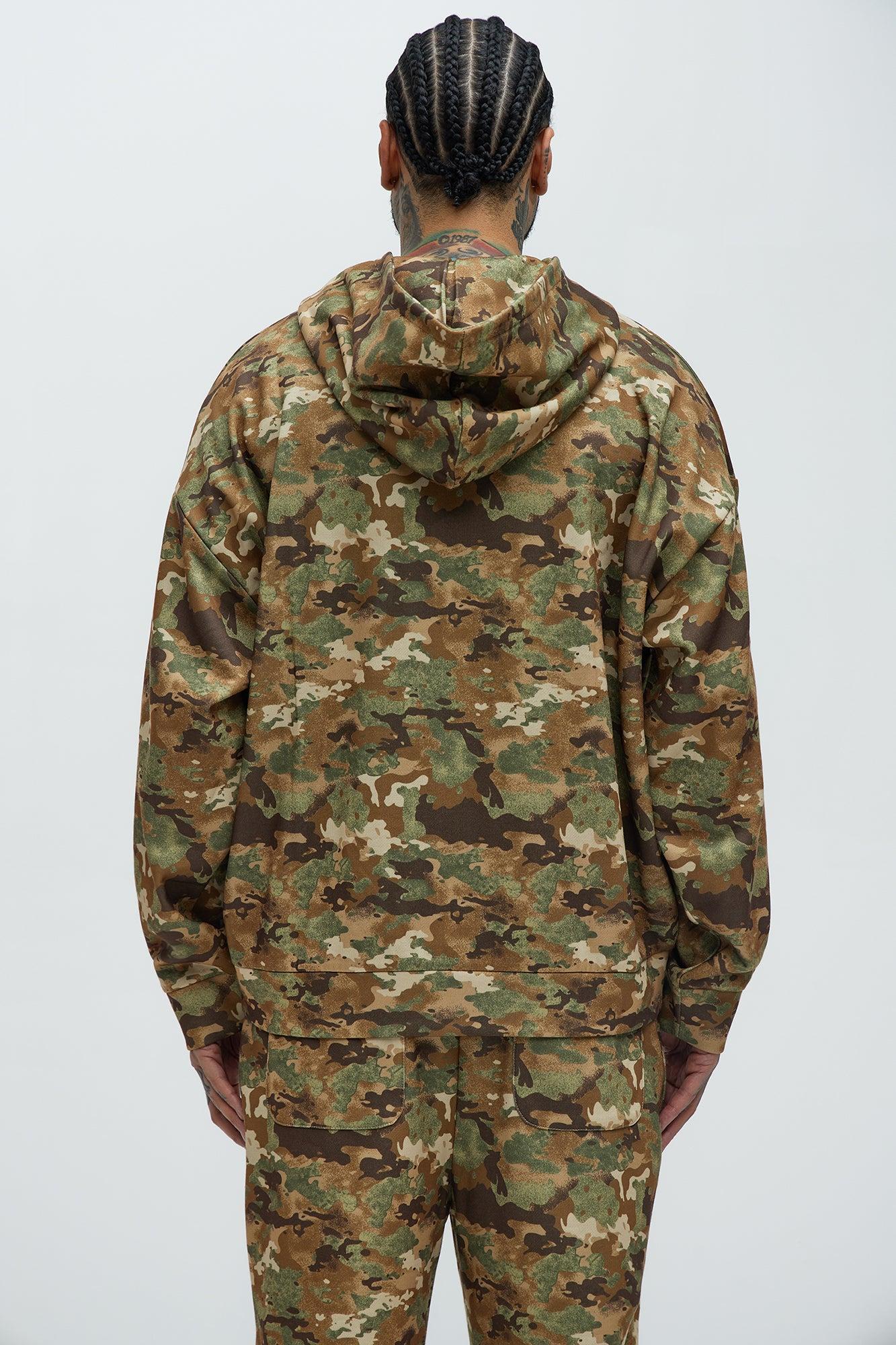 Wolves Camo Oversized Zip Up Hoodie - Camouflage Product Image